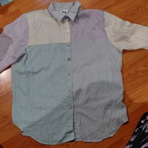 vintage button down shirt in pastel colors striped